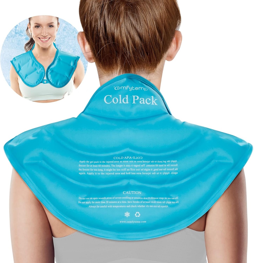 Comfytemp Ice Pack für Neck Schultern Schmerzlinderung, Wiederaufladbare große Gel Schulter-Kühlung Wrap für Obere Rücken, Kaltkompress Körperliche Therapie für zervikale Verletzungen, Männer Frauen Geschenk