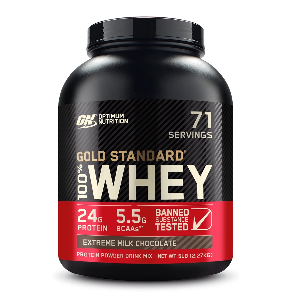 Optimum Nutrition Gold Standard 100% Whey Protein Pulver, Extreme Milk Chocolate, 5 Pfund (Packaging May Vary)