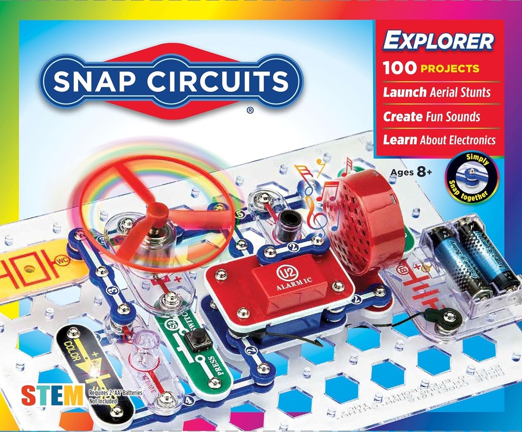 Snap Circuits Jr. SC-100 Electronics Exploration Kit, über 100 Projekte, Full Color Project Manual, 28 Teile, STEM Educational Toy für Kinder 8 +
