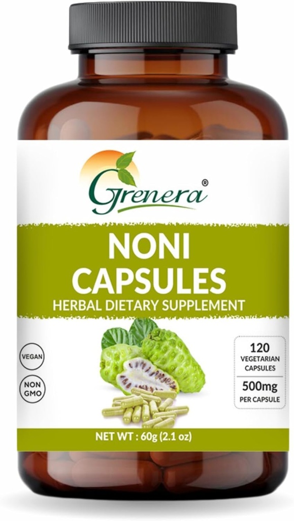 Grenera Noni Fruit Capsules 120 Count | Non-GMO, Gluten Free | Vegetarische Caps, keine Füllstoffe oder Bindemittel hinzugefügt