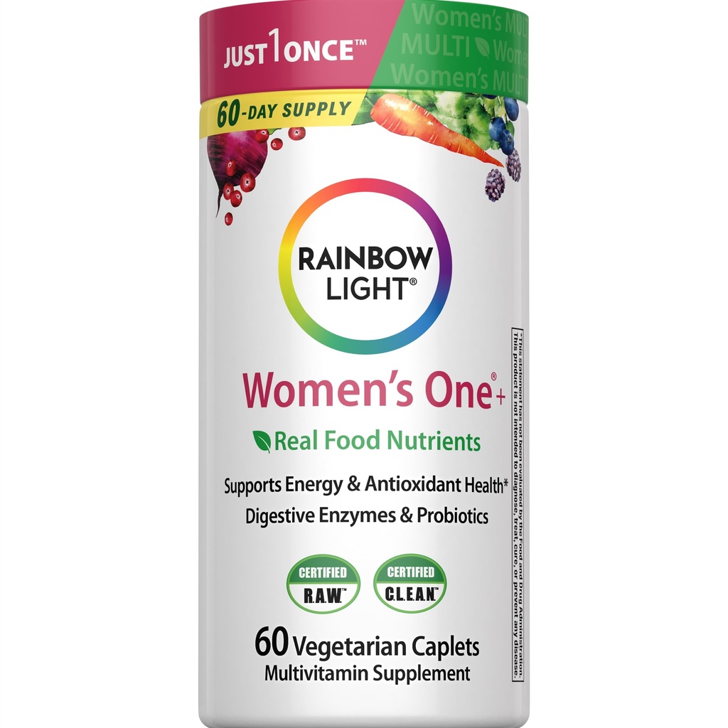 Rainbow Light Womens One High-Potency Daily Multivitamin, Womens Multivitamin bietet hochwirksame Immununterstützung, mit Vitamin C, Biotin und Ashwagandha, Vegetarisch, 60 Zähler