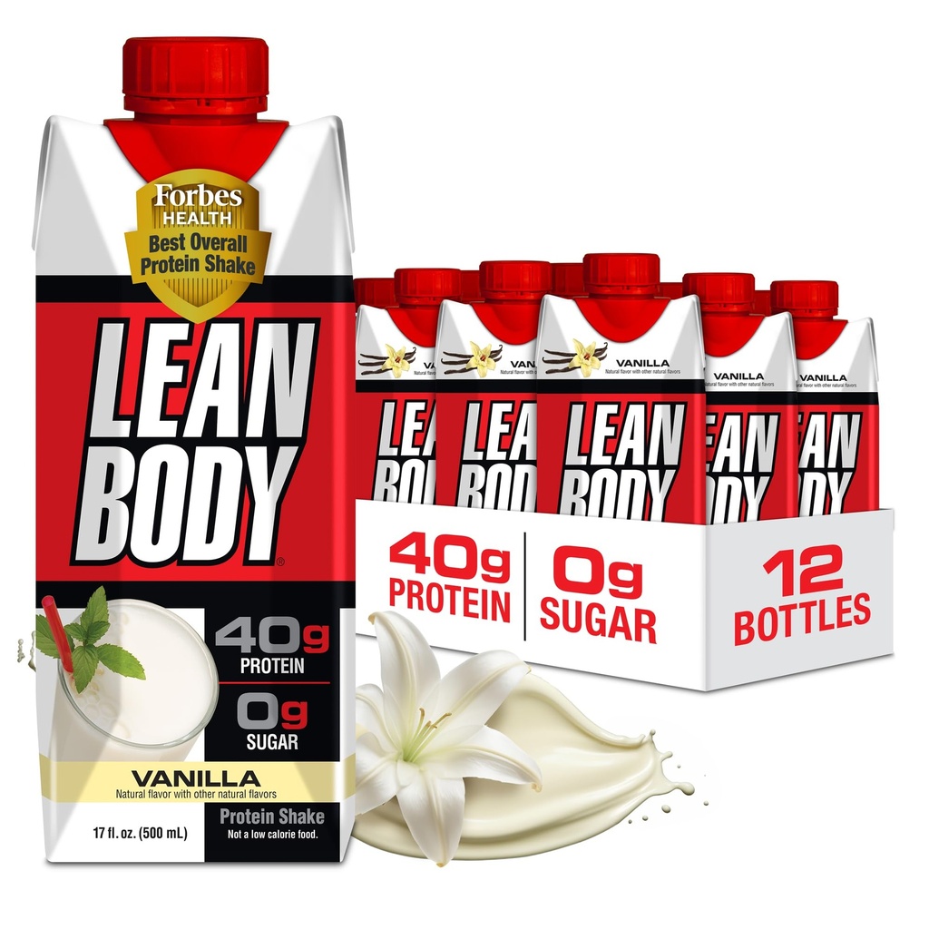 Lean Body Ready-to-Drink Vanille Protein Shake, 40g Protein, Whey Blend, 0 Zucker, Glutenfrei, 22 Vitamine & Minerals, 17 Fl Oz (Pack von 12) LABRADA