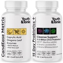 Youth & Tonic Oregano & Caprylic Acid Gut Health Supplement mit Probiotics & Kräuter für Gut Flora Balance, Verdauung & Darm Gesundheit und Immununterstützung – 90 Kapseln