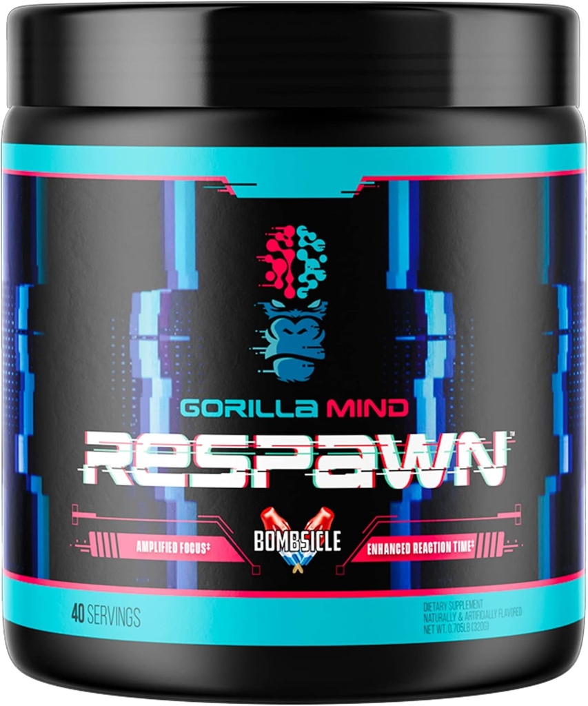 Gorilla Mind Respawn (Bombsicle) - Advanced Gaming Supplement für verstärkten Fokus, verbesserte Reaktionszeit und saubere Energie (40 Servierungen)