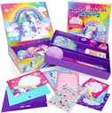 Original Schreibwaren Unicorn Letter Writing Kit - 45-Piece Multi-Color Papier & Aufkleber Set mit Purple Storage Box - Briefpapier für Mädchen