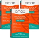 Omax3 Prebiotic & Probiotic 50 Billion CFU + Chicory Inulin, 10 Strain, Reduzieren Bloating, Digestion, SIBO, Leaky Gut, Vaginal pH, Acidophilus, Vegan, Dairy Free, Glutenfrei, Blister verpackt (2 Pack)