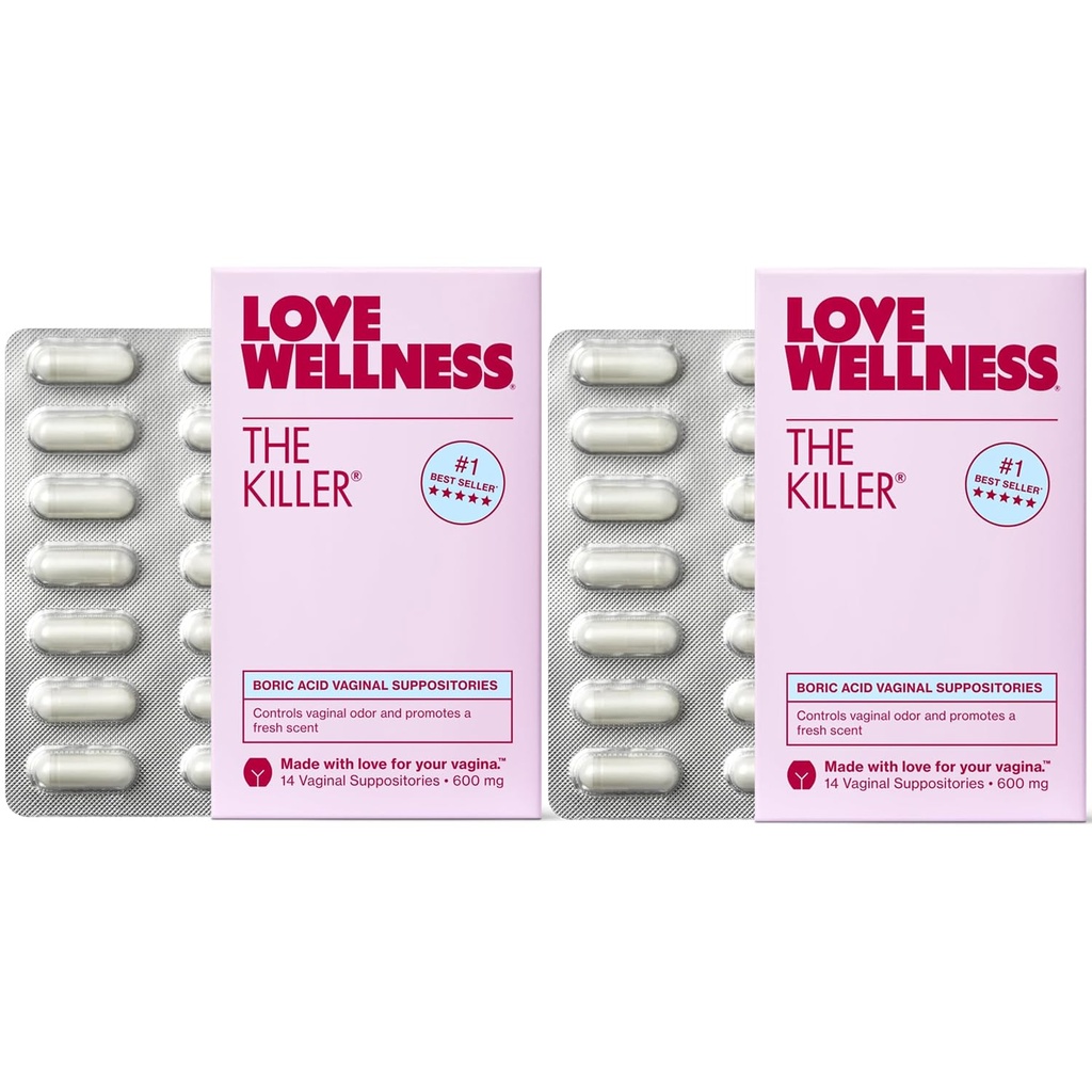 Liebe Wellness Der Killer | Borsäure Vaginal Suppositorien | Balancen pH & unterstützt Odor Control, eine gesunde Vaginal Balance und Umwelt | Fast-Acting & Fragrance-Free | Gentle & Effective | 28 Ct