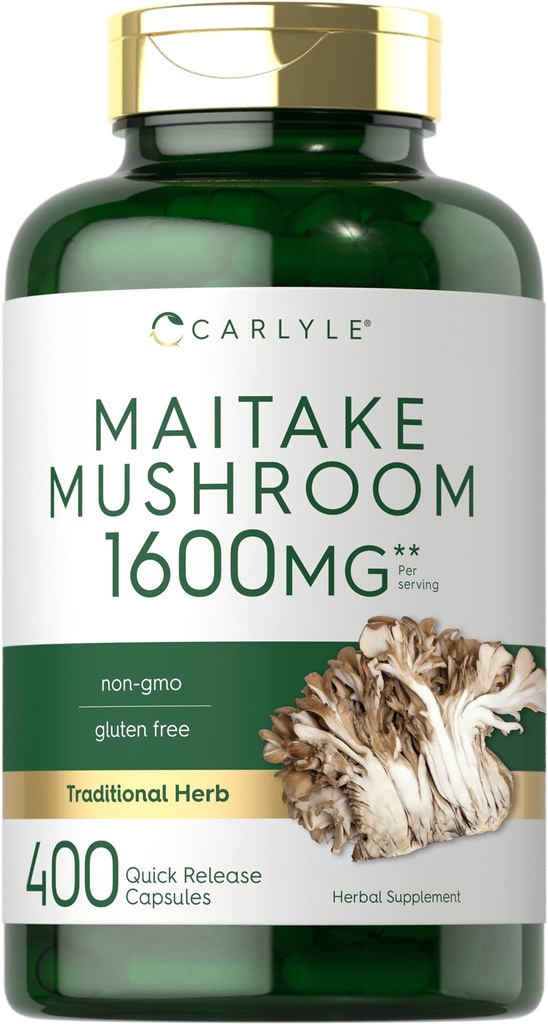 Carlyle Maitake Mushroom Kapseln | 1600mg | 400 Count | Non-GMO & Gluten Free Extract | Pilzergänzung