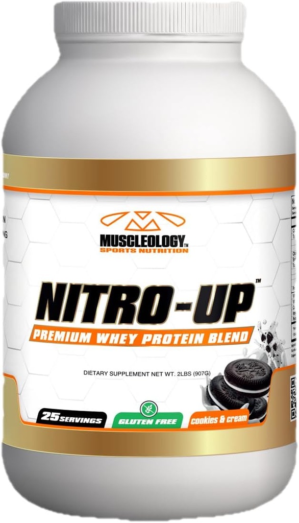 MUSCLEOLOGY Nitro-Up Hydrolyzed Whey Isolate Protein, Cookies & Cream, 2 Pfund