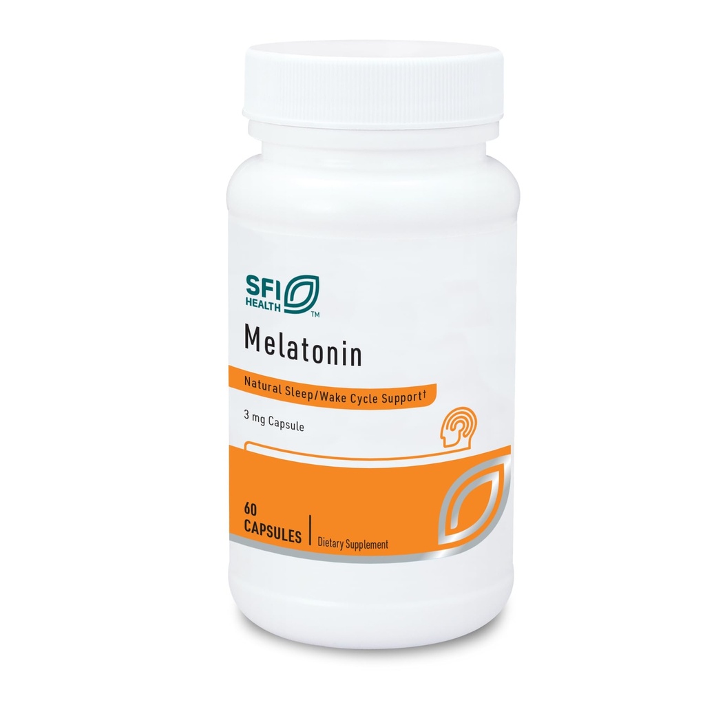 Klaire Labs SFI Health Melatonin 3 Milligrams - Sleep Support for Men & Women (60 Vegetarian Capsules)