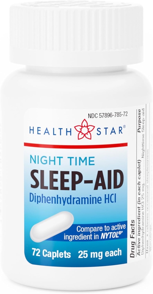 GeriCare Nighttime Diphenhydramin HCl 25 mg, Sleep-Aid Caplets, 72 Count (Pack mit 1)