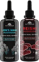 Naturealm Reishi & Lion's Mane Mushroom Extract - Adaptogen Stack for Focus, Immunity, Longevity, Gut Health, Anti-Aging, Energy & More - Organic Liquid Drops - 50 mL Jeder (2 Pack)