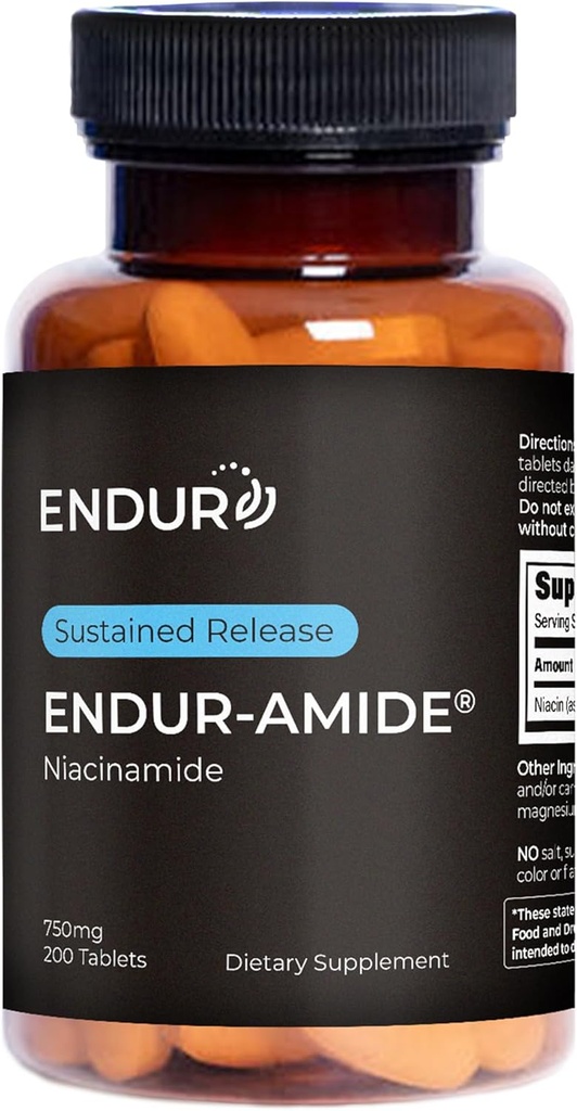 ENDUR-Amide, Unterstützung für gesundes Altern und zelluläre Gesundheit, hilft Haut und ganze Körpergesundheit, Glutenfrei, 750mg (200 Tabletten)