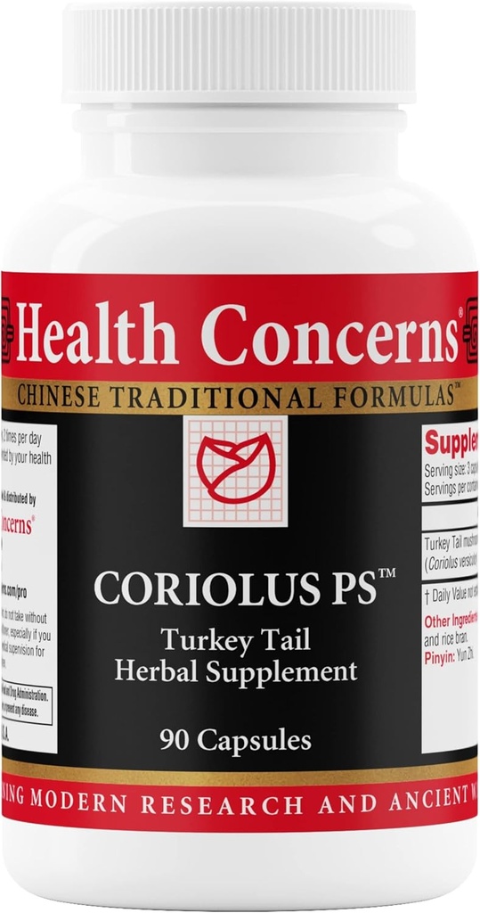 Health Concerns Coriolus PS – Tail Mushroom Supplement für Immununterstützung & Gut Gesundheit – Microbiome Balance – Kühlung chinesischer Kräuter – 1500mg Türkei Tail Per Serving – 90 Kapseln