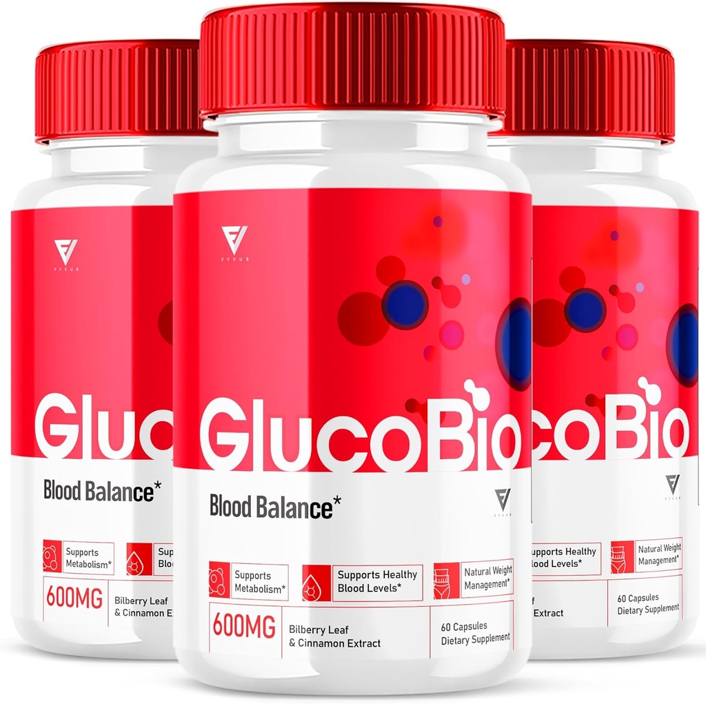 (3 Pack) GlucoBio Gesundheit und Wellness Unterstützung Kapseln Gluco Bio Pillen, Gluco Bio Natürliches Vitamin Gesamt Gesundheit und Wellness Formel Glycogen Unterstützung Supplement, BioGluco Kapseln (180 Kapseln)
