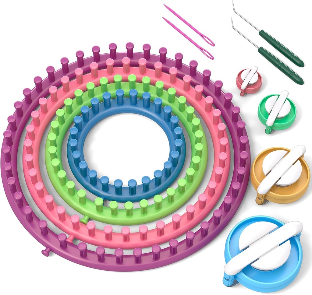LEADAEER Rundstrick-Looms Set Craft Kit Tool mit Hakennadel und Pompom Maker