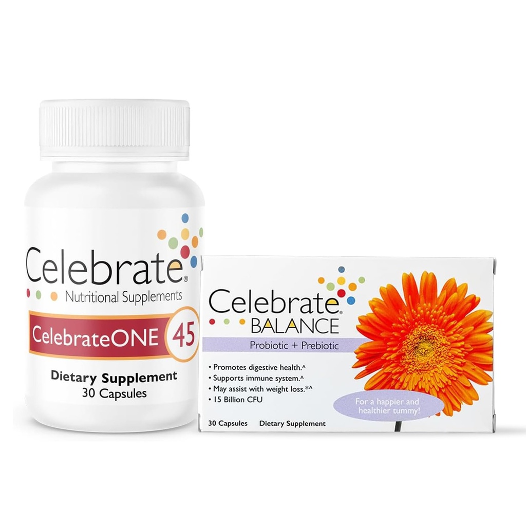 CelebrateONE 45 Multivitamin mit Eisen und Balance Probiotic Bundle – Bariatric Vitamins für Post-Gastric Bypass &amp; Sleeve Gastrectomy – umfassende Ernährung & Verdauungsunterstützung
