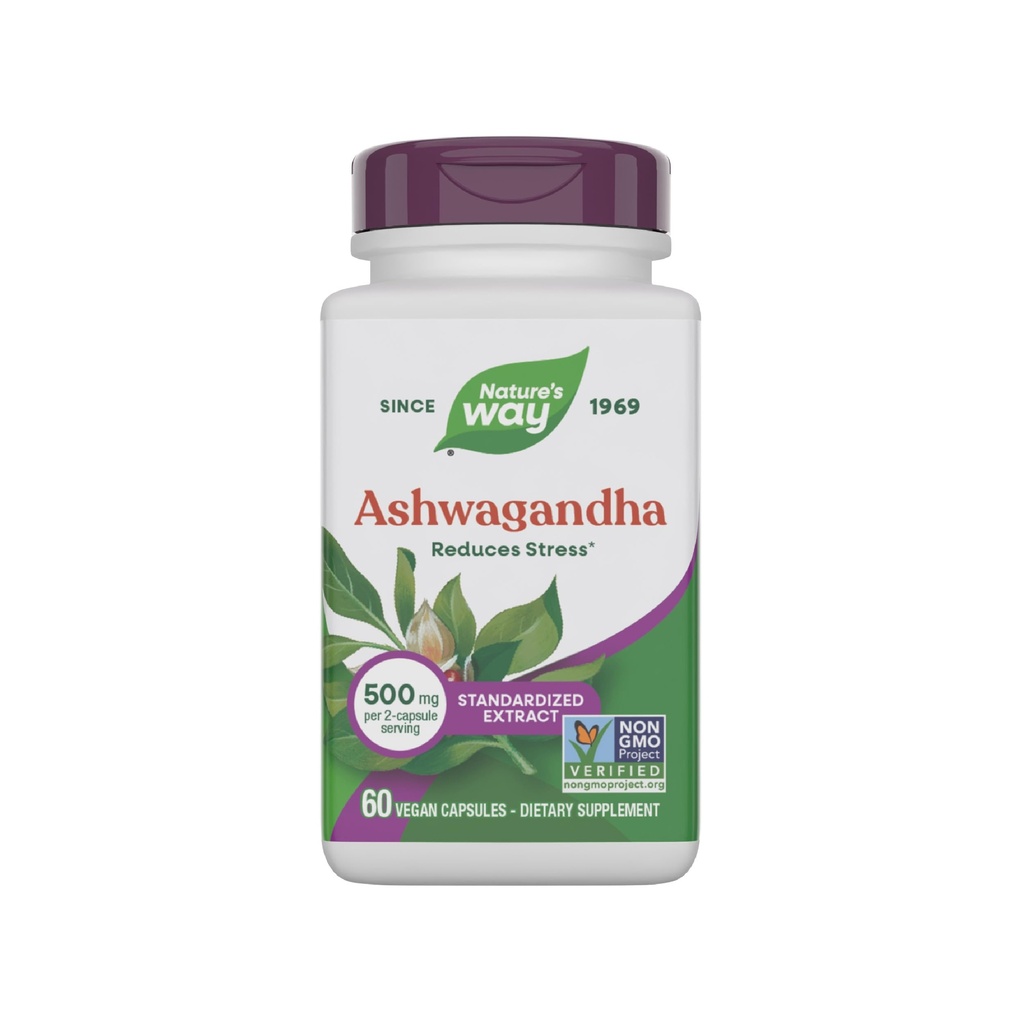 Nature's Way Ashwagandha, Reduces Stress*, Premium Extract, Adaptogenic*, Non-GMO Project Verified, Vegan, 60 Kapseln