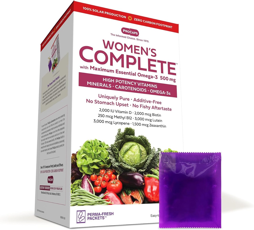 ANDREW LESSMAN Multivitamin - Frauen komplett mit Maximum Essential Omega-3 500 mg 30 Packungen - 30+ hohe Potenzen aller Nährstoffe, essentielle Vitamine, Mineralien, Carotenoide. Keine Zusatzstoffe