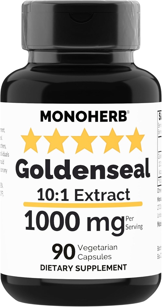 MONOHERB Goldenseal Extrakt 1000 mg - 90 Vegetarische Kapseln