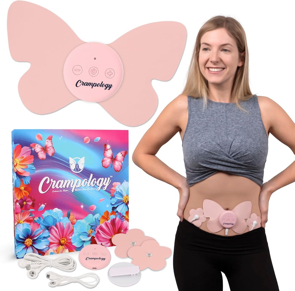 Relief Pink-Period Cramps Schmerzmittel, Cramp Massager für Menstruations- und Lower Back Ache, Reduziert Endometriosis Discomfort, PMS TENS Unit, Wireless oder Wired, Natürliche Cycle Unterstützung
