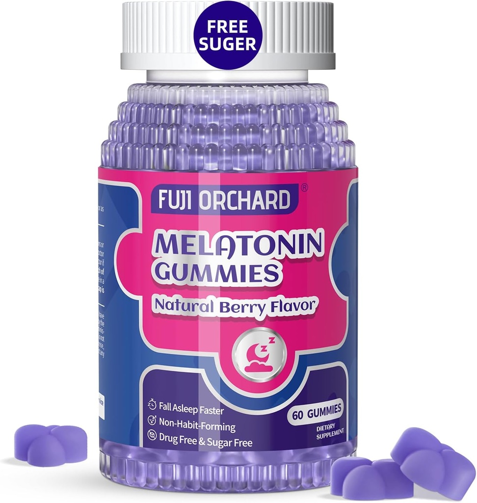 Melatonin Gummies 20mg - Natural Sleep Aid - Sleep Supplement - Sugar Free melatonin Gummies passen zu Magnesium hilft Ihnen, schneller zu schlafen und länger zu bleiben - 60 Gummis Vegan