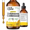 Wild & Organic Echinacea Goldenseal Tincture - Immununterstützung Tropfen mit Echinacea und Goldenseal Wurzelextrakt - Vegan, Zucker & Alkoholfreie Flüssigergänzung - 4 fl oz