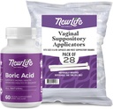 NewLife Naturals Boric Acid Vaginal Suppositories 600mg (60 Pack) mit 28 Applicators - für pH Balance, Feminine Health und Intimate Wellness - Made in USA