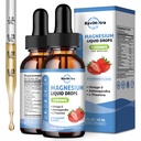 2 Packung flüssiges Magnesium Glycinat Tropfen mit Taurat & Citrat, Calm Magnesium mit Omega3, L-Theanin, Kalium, Ashwagandha, Vitamin für Schlaf, Muskel, Immun-Gesundheit, Zuckerfreie Erdbeer Flavor