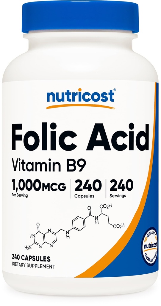 Nutricost Folic Acid (Vitamin B9) 1000 mcg, 240 Kapseln