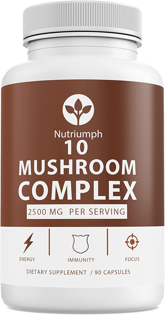 Pilz-Ergänzung 2500mg - 90 Kapseln - 10 Mushroom Master Blend - Lions Mane Reishi Cordyceps Chaga Maitake, Shitake Türkei Tail Pilze Ergänzungen Pilz Complex Kapseln