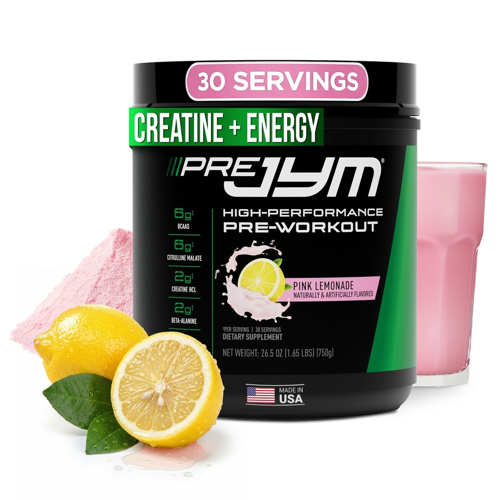 JYM Supplement Science Pre JYM Pink Lemonade Pre Workout Powder for Men & Women, BCAAs, Nootropics, Creatine HCI, Citrulline, Beta-Alanine, Betaine, Taurine, Huperzine, 30 Servietten