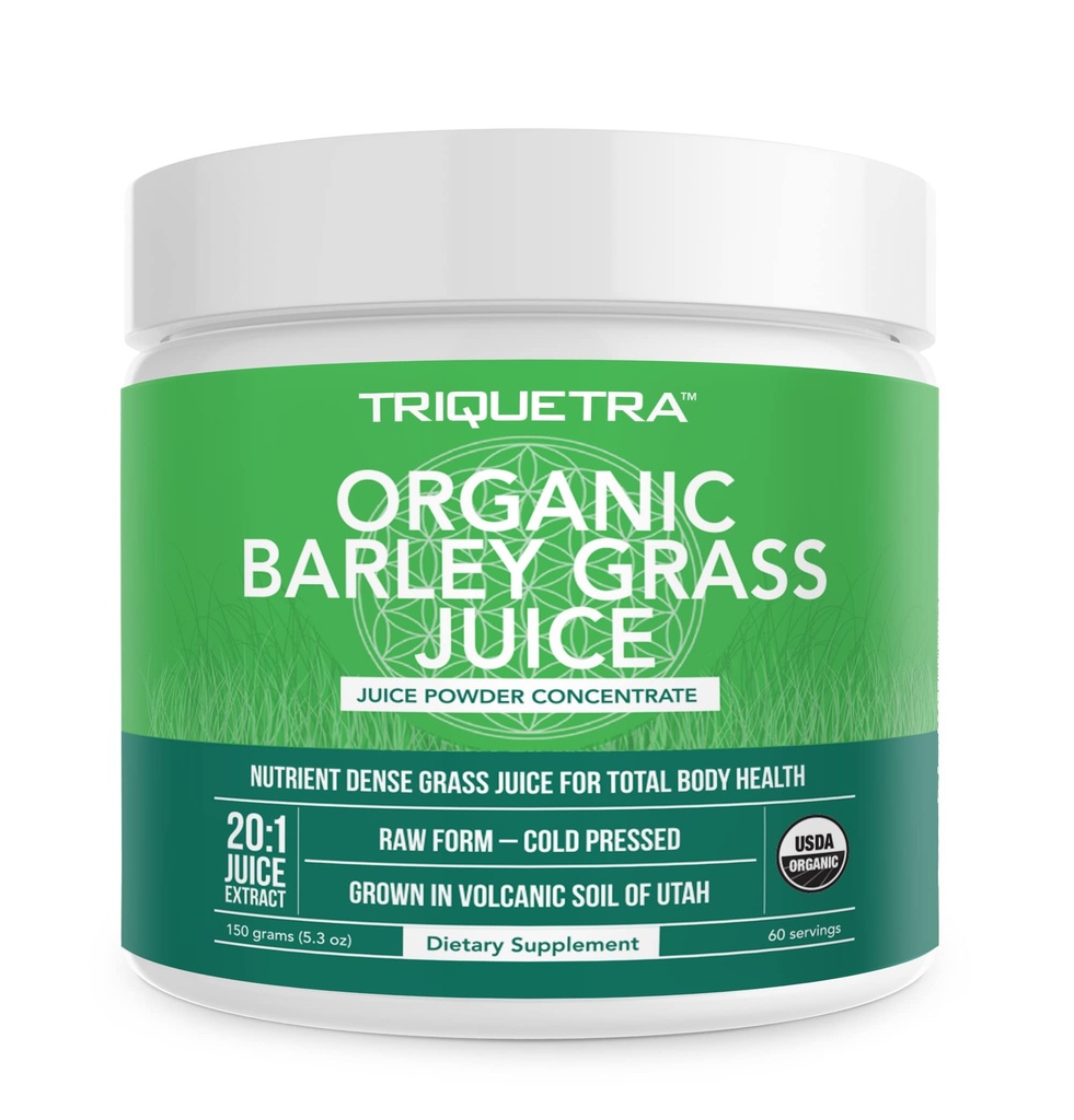 Bio Gerste Grass Juice Powder - Grown in Volcanic Soil von Utah - Raw & BioActive Form, Kalt-Pressed dann CO2 Getrocknet – Glutenfrei, GMO frei, Vegan - Ergänzungen Wheatgrass Juice Powder - 5,3 Unze