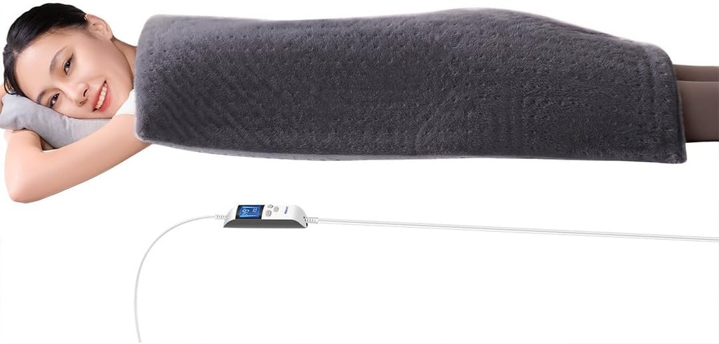 Boncare® 17"x33" Extra großes Heizkissen für Rückenschmerzen Relief & Zeitraum Cramp ohne Autoabschaltung & 5 Autoabschaltung Timer, 6 Heizstufen 9 Hr Auto Off und 12,6ft Cord Bett Fußwärmer (Gray)