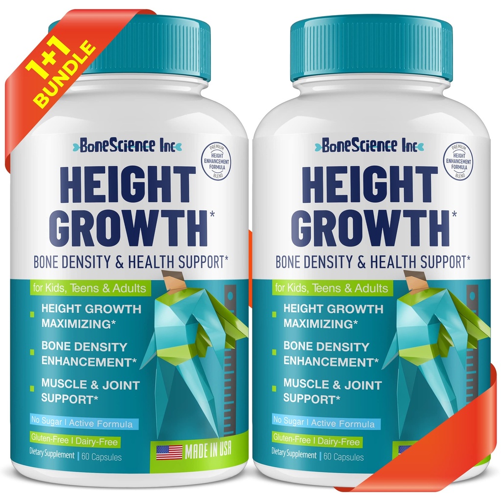 (Paket von 2) Höhe Wachstum Maximizer - Made in USA - Natürliche Höhe erhöhen Booster & Knochenwachstum Pillen - Grow Taller Supplement für Erwachsene, Jugendliche & Kinder - Vitamine für Jungen & Mädchen, um größer zu werden