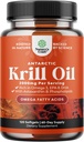 Antarktis Krillöl 2000mg Softgels pro Servierung - Omega 3 Krill Ölergänzung mit EPA DHA & Astaxanthin - 3. Party Lab Tested No Gluten GMOs oder Fishy Nachgeschmack - 2 Monate