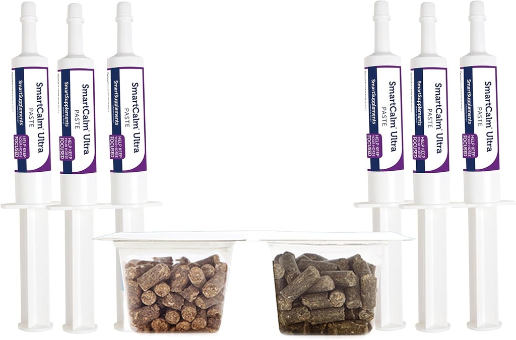 SmartEquine Stress Ease & SmartCalm Ultra Paste 6 Tubes Bundle | Kein hinzugefügt Kräuter oder Zucker, Equine Supplement, Hilfreich mit Skitish Horses