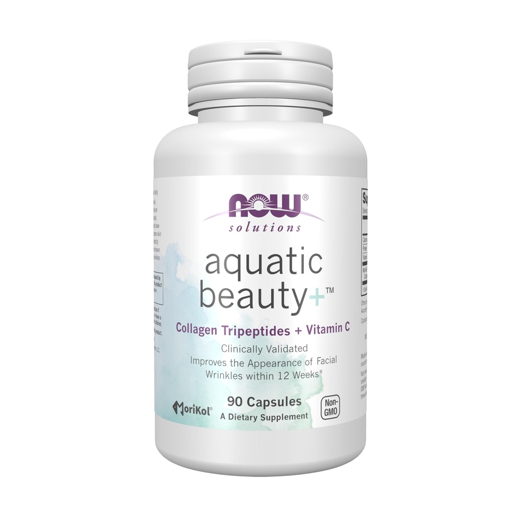 NOW Foods Solutions Aquatic Beauty+ Kapseln - Marine Collagen und Vitamin C Ergänzung für jugendliche Haut*, Non-GMO, 60 Kapseln