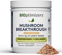 BIOptimizers Pilz Kaffee Alternative – Gesalzene Karamell-Getränke – Lion’s Mane, Chaga, Reishi + Collagen Peptides for Focus, Energy & Gut Health – Adaptogene Pilze & MCT-Pulver – 15 Portionen