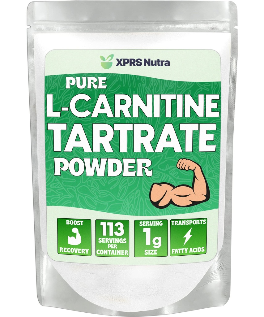 XPRS Nutra L Carnitin L Tartrate Powder - Premium Pure L Carnitin Tartrate - L-Carnitin - Vegan Friendly Bulk L Carnitine Powder - Amino Acid Supplement (4 Unze)
