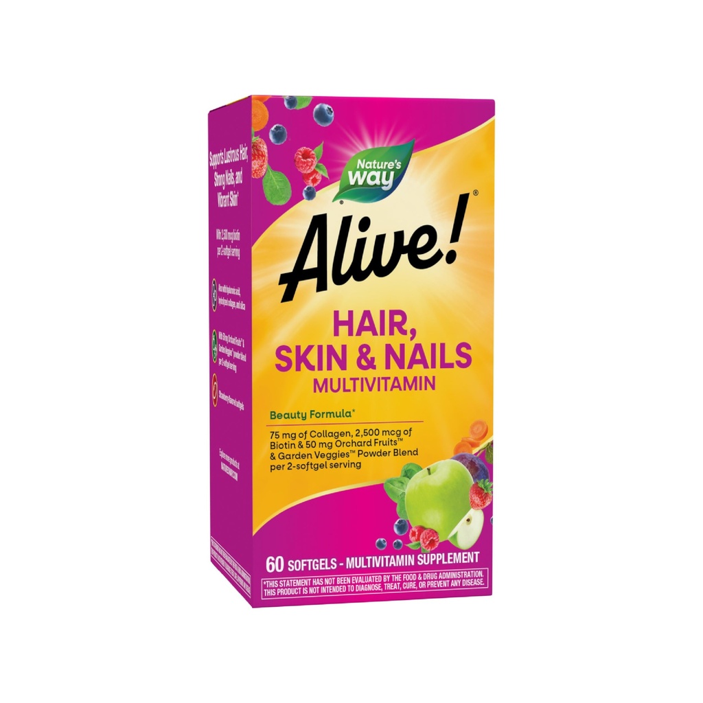 Nature's Way Alive! Haar, Haut und Nägel Multivitamin mit Biotin und Kollagen, 60 Softgels