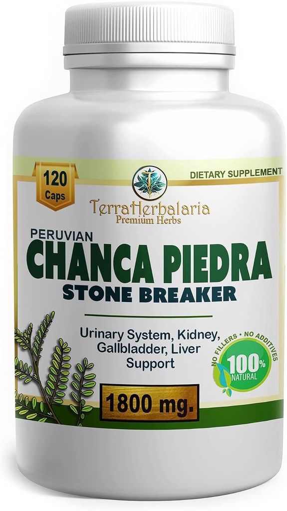 Chanca Piedra Stone Breaker | Made in USA mit Premium Chanca Piedra aus Peru | 1800 mg | Stone Dissolver Crusher, Kidney & Gallbladder Support | Liver Support, Flush,120 Vegetarische Soft Capsules
