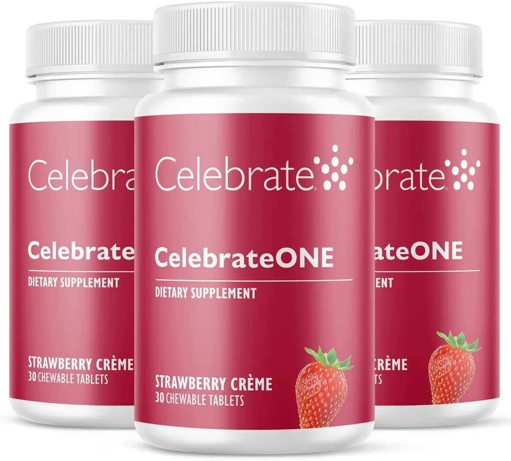 Celebrate Vitamins CelebrateONE Chewables, Iron Free - Einmal täglich Bariatric Multivitamin, essentielle Vitamine & Minerals - Magen Bypass & Sleeve Gastrectomy Supplement - Erdbeercreme (90 Tabletten)