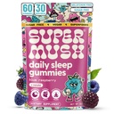 SuperMush Sleep Gummies für Erwachsene - Pilzergänzung mit Magnesium Citrat, L-Theanin, Chaga, Reishi & Kamille für Tiefschlaf, REM & Detox - Vegan & Sugar-Free - 60 Gummis (30 Portionen)