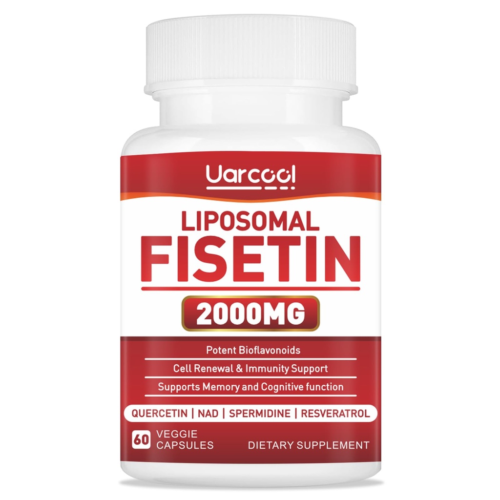 Fisetin Supplement 2000mg for Healthy Aging and Longevity, Skin Health, Brain - Soy Free, Vegetarian - 60 Softgels
