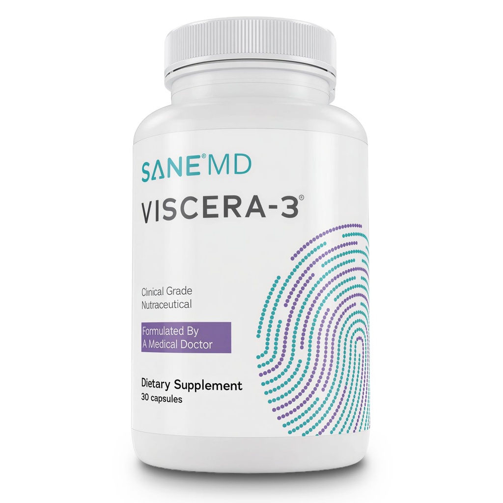 SANE MD - Viscera 3 Postbiotika mit Tributyrin - Natriumbutyrat-Ergänzung für Gas und Bloating Relief - Gut Health - IBS & Leaky Gut Butyric Acid Supplement - NSF zertifiziert - 30 Kapseln