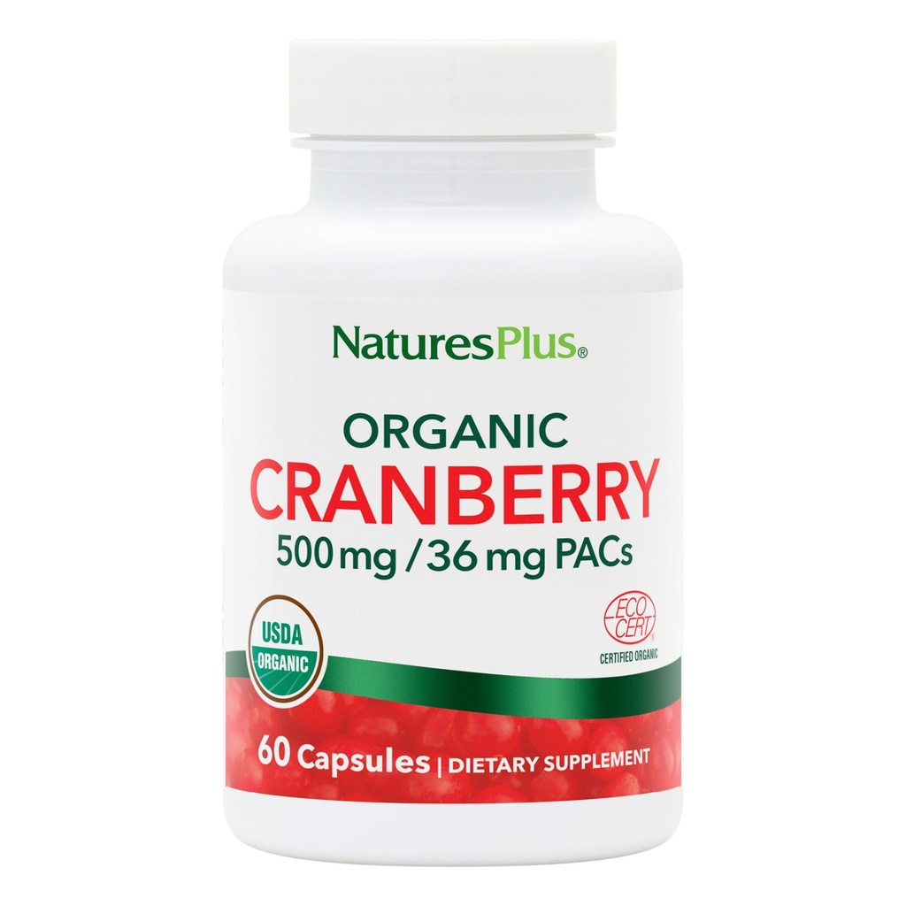NaturesPlus Organic Cranberry 500 mg - 60 Kapseln - Hilft, gesunde Urinary Tract zu fördern - USDA Certified Organic, Vegan, Glutenfrei, Non-GMO - 30 Portionen