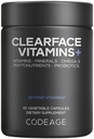 Codeage Clearface Pantothenic Acid, Niacin Supplement, Vitamins A, C, D3, E, Probiotics, Zinc, Riboflavin, Thiamin, L-Lysine HCL & Omega-3, Niacinamide, Skin Botanical Blend - Non-GMO - 90 Capsules