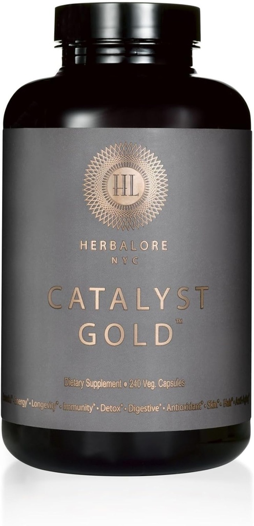 Natürliche Katalysator Gold Superfood Ergänzung | für Immunität, Verdauung, Haar, Haut und Nägel (240 Kapseln)