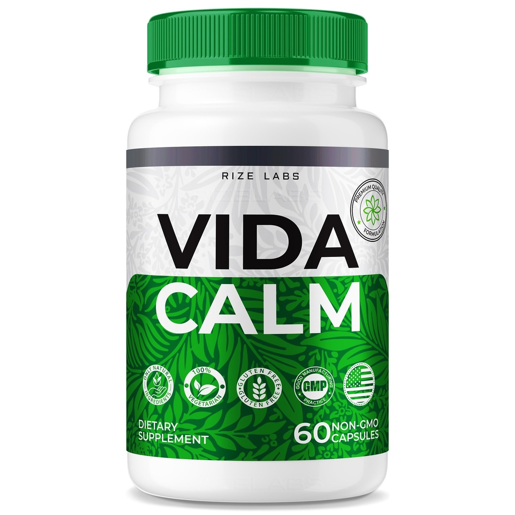 rize labs - Vida Calm Advanced Formula Capsules, bietet maximale Stärke, für Stress, Beruhigung, Entspannung, Supplement (60 Kapseln)